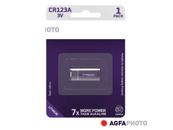 PILHA LÍTIO CR123A 3V 1X BLISTER AGFAPHOTO 1
