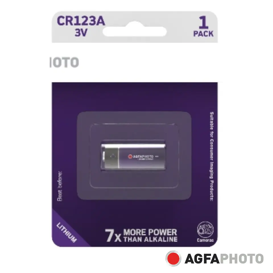 PILHA LÍTIO CR123A 3V 1X BLISTER AGFAPHOTO 1
