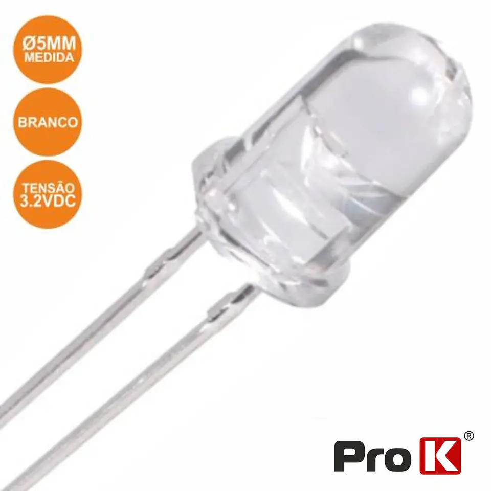 LED 5MM ALTO BRILHO BRANCO PROK 1