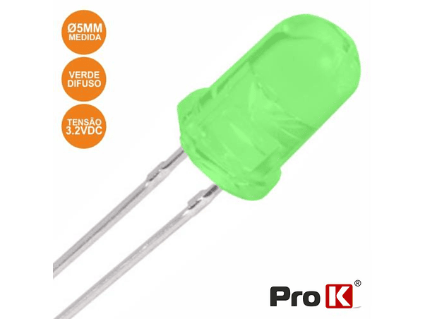 LED 5MM ALTO BRILHO VERDE DIFUSO PROK 1