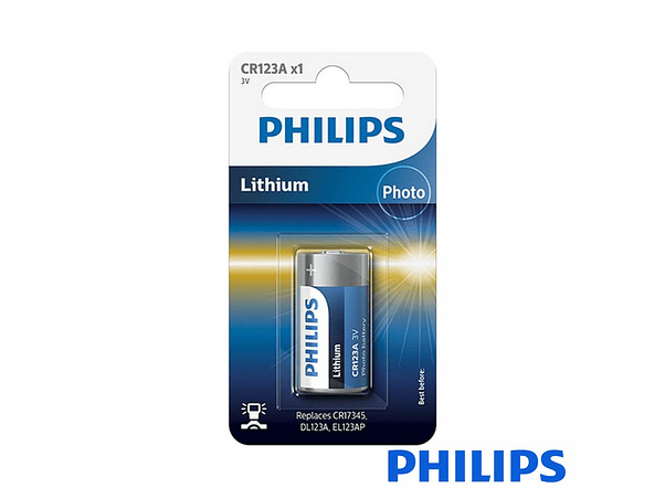 PILHA LÍTIO CR123A 3V 1500MAH BLISTER PHILIPS 1