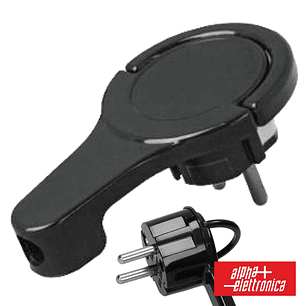 FICHA SCHUKO MACHO COM TERRA ANEL EXTRAÇÃO 250V PRETO