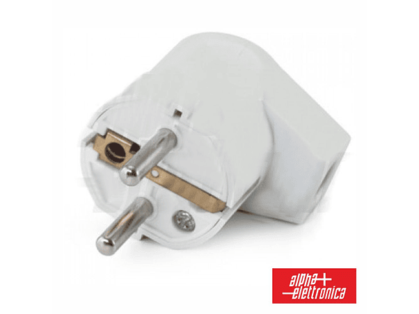 FICHA SCHUKO MACHO COM TERRA LATERAL 250V BRANCO 1