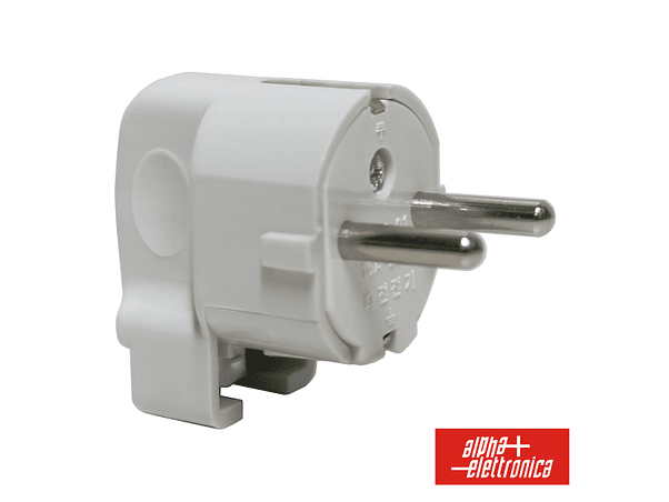 FICHA SCHUKO MACHO COM TERRA LATERAL 220V BRANCO 1