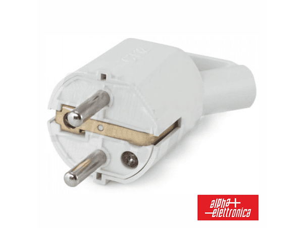 FICHA SCHUKO MACHO COM TERRA 250V BRANCO 1