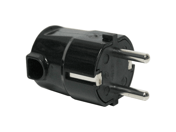 FICHA SCHUKO MACHO COM TERRA LATERAL 220V PRETA 1