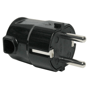 FICHA SCHUKO MACHO COM TERRA LATERAL 220V PRETA