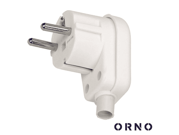 FICHA SCHUKO ÂNGULAR 90º MACHO 16A BRANCA ORNO 1