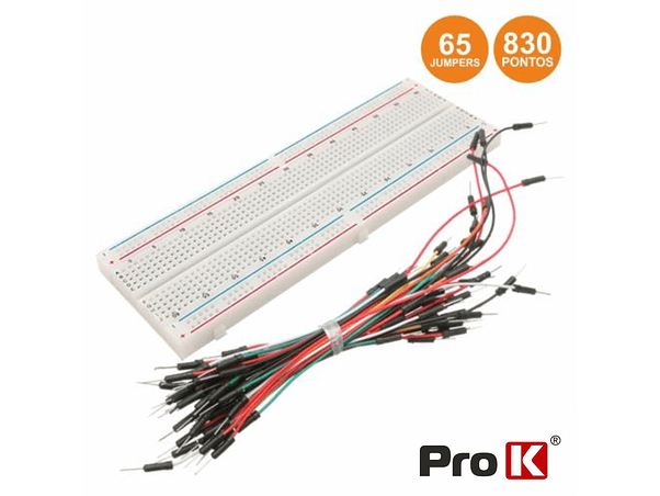 PLACA DE ENSAIO MULTIFUNÇÕES COM 830 PONTOS 65 JUMPERS PROK 1