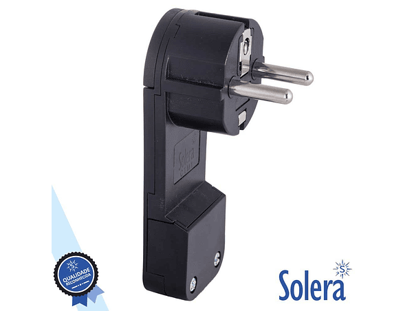 FICHA SCHUKO MACHO COM TERRA ANEL EXTRAÇÃO 220V PRETA SOLERA 1
