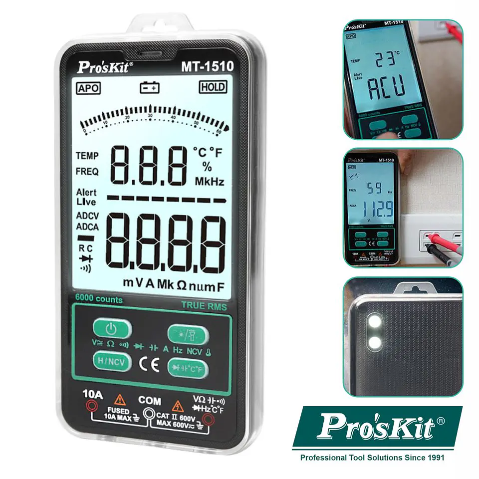 MULTÍMETRO DIGITAL DE BOLSO 3 5/6 DÍGITOS TRUE RMS PROSKIT 1