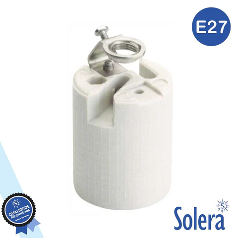 CASQUILHO PARA LÂMPADA E27 BRANCO COM PROTEÇÃO SOLERA