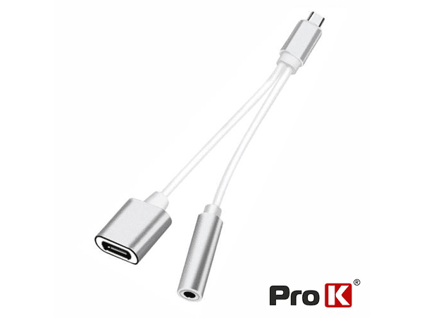 ADAPTADOR USB-C MACHO PARA USB-C / JACK 3.5MM PROK 1