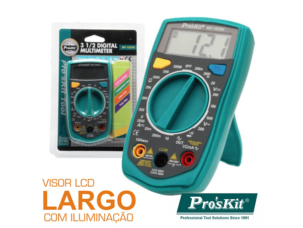 MULTÍMETRO DIGITAL 3½ DÍGITOS RETROILUMINADO PROSKIT 1
