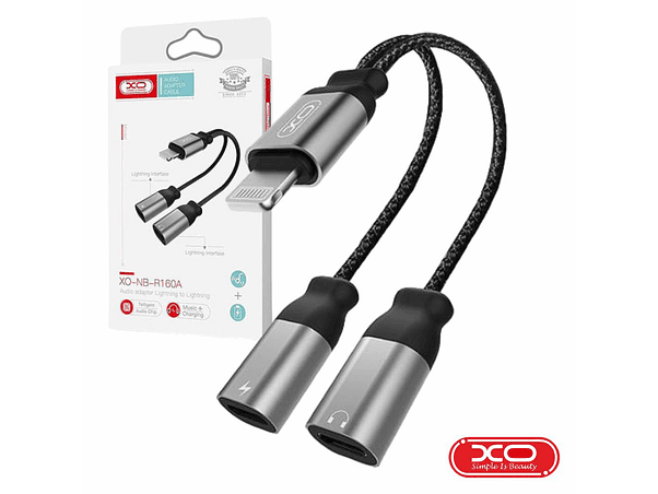 CABO ADAPTADOR LIGHTNING MACHO PARA 2X LIGHTNING FÊMEA XO 1