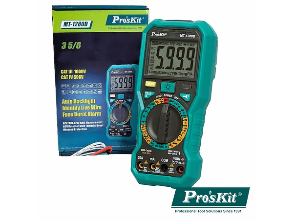 MULTÍMETRO DIGITAL 3 5/6 DÍGITOS TRUE RMS PROSKIT 1