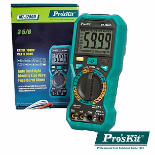 MULTÍMETRO DIGITAL 3 5/6 DÍGITOS TRUE RMS PROSKIT