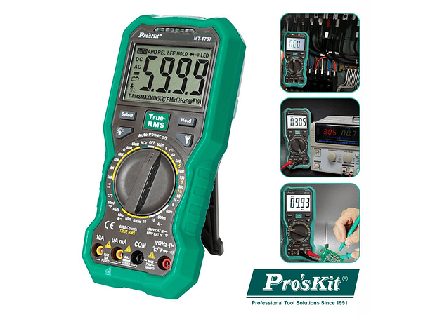 MULTÍMETRO DIGITAL 3 5/6 DÍGITOS TRUE RMS PROSKIT 1