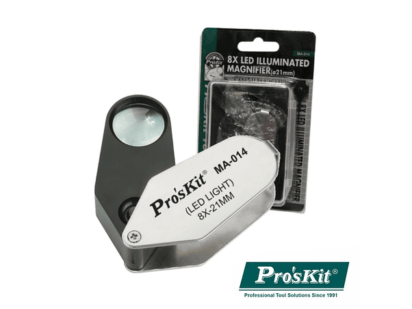 LUPA DE BOLSO 8X COM LED PROSKIT 1