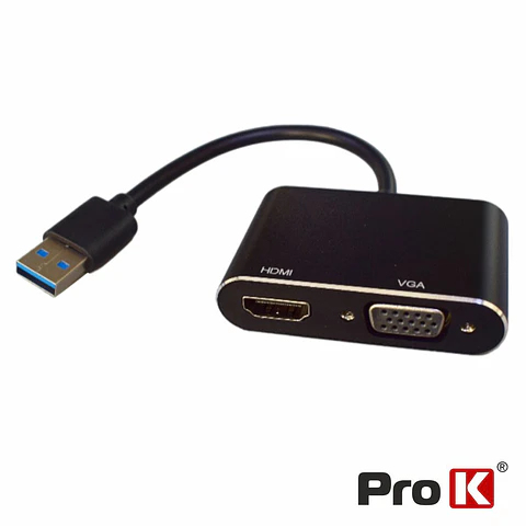CABO ADAPTADOR USB-A 3.0 PARA HDMI E VGA PROK
