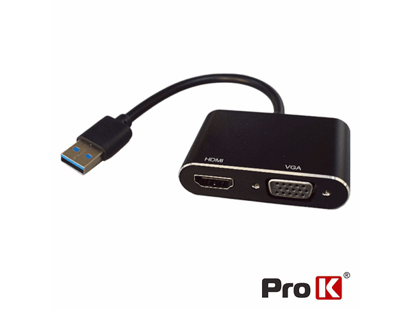 CABO ADAPTADOR USB-A 3.0 PARA HDMI E VGA PROK 1