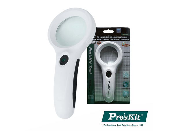 LUPA COM ILUMINAÇÃO 8 LEDS 1 LED UV PROSKIT 1