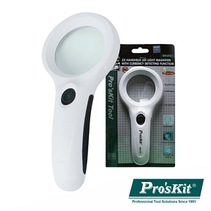 LUPA COM ILUMINAÇÃO 8 LEDS 1 LED UV PROSKIT