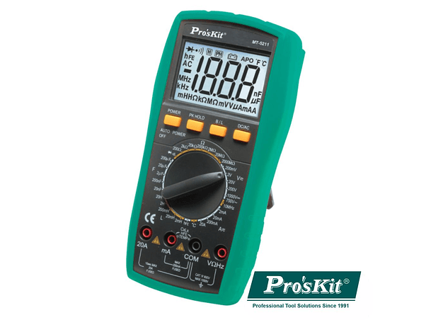 MULTÍMETRO DIGITAL 3½ DÍGITOS RETROILUMINADO PROSKIT 1