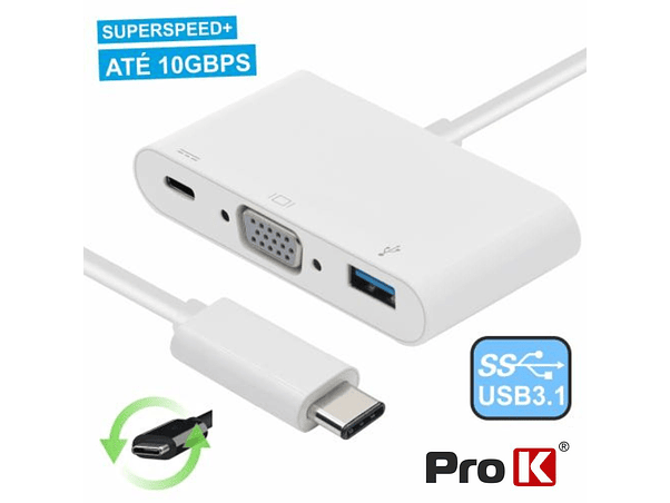 ADAPTADOR MICRO USB-C / VGA+ USB-A + MICRO USB-C 3.0 PROK 1