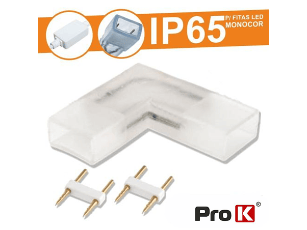 UNIÃO BORRACHA PARA FITA LEDS 2P MONOCOR IP65 90º PROK 1