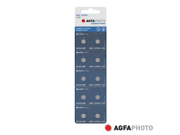 PILHA BOTÃO ALCALINA AG5 1.5V 10X BLISTER AGFAPHOTO 1