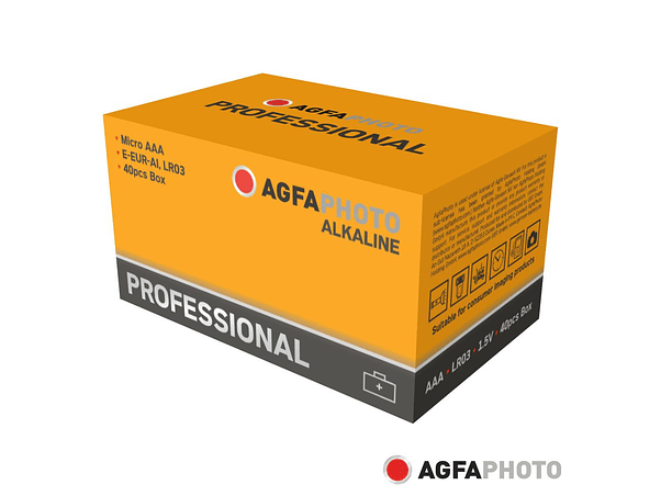 PILHA ALCALINA AAA 1.5V 40X INDUSTRIAL AGFAPHOTO 1
