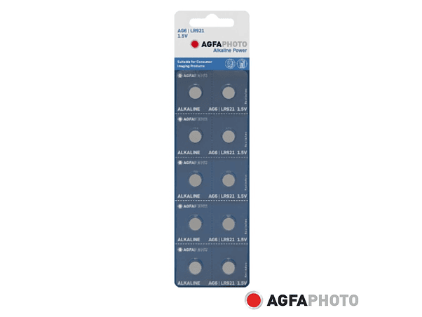PILHA BOTÃO ALCALINA AG6 1.5V 10X BLISTER AGFAPHOTO 1