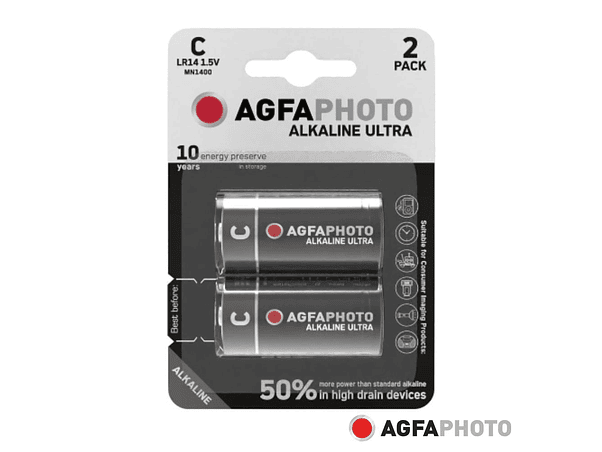 PILHA ALCALINA LR14/C 1.5V 2X BLISTER ULTRA AGFAPHOTO 1