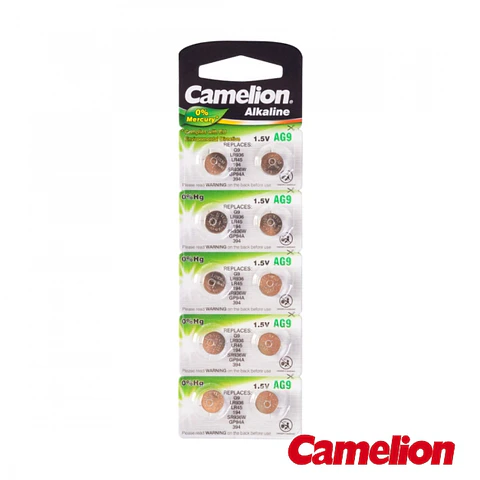 PILHA BOTÃO ALCALINA AG9 / LR936 1.5V 10X BLISTER CAMELION