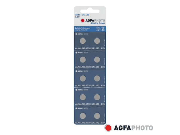 PILHA BOTÃO ALCALINA AG10 1.5V 10X BLISTER AGFAPHOTO 1