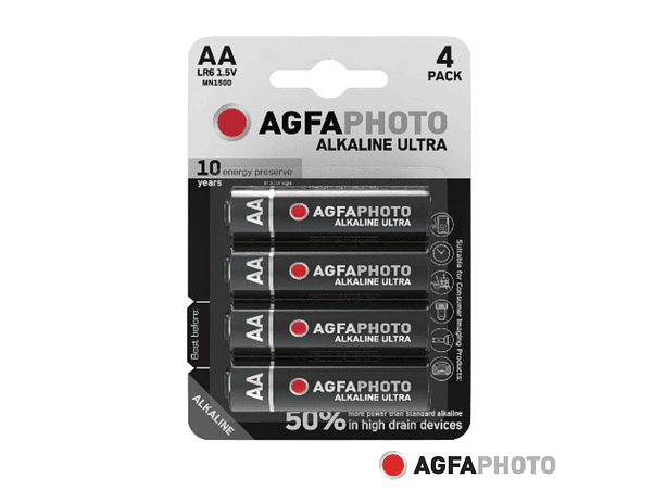 PILHA ALCALINA LR6/AA 1.5V 4X BLISTER ULTRA AGFAPHOTO 1