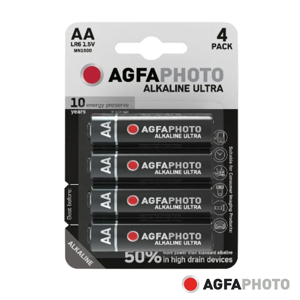 PILHA ALCALINA LR6/AA 1.5V 4X BLISTER ULTRA AGFAPHOTO 1