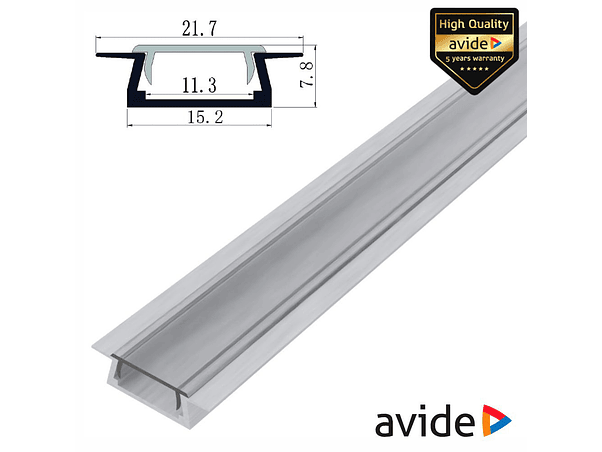 PERFIL DE ALUMÍNIO COM ABAS PARA FITA LED 1M AVIDE 1