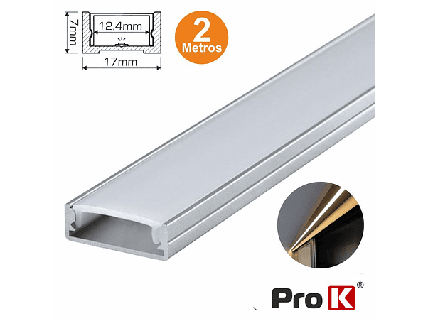 PERFIL DE ALUMÍNIO PARA FITA LEDS 2M PROK 1