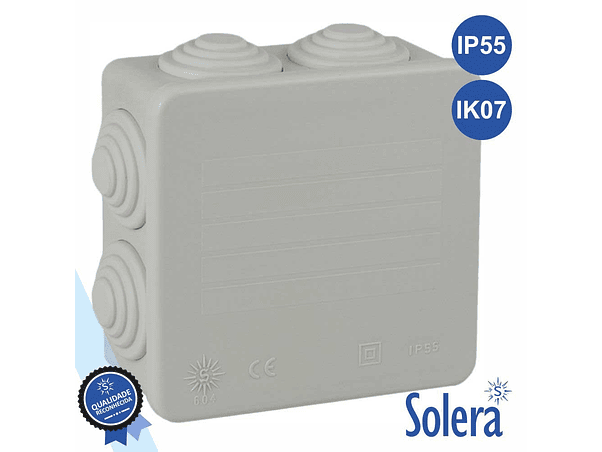 CAIXA DE PASSAGEM ESTANQUE COM 7 CONES 80X80X35MM IP55 SOLERA 1
