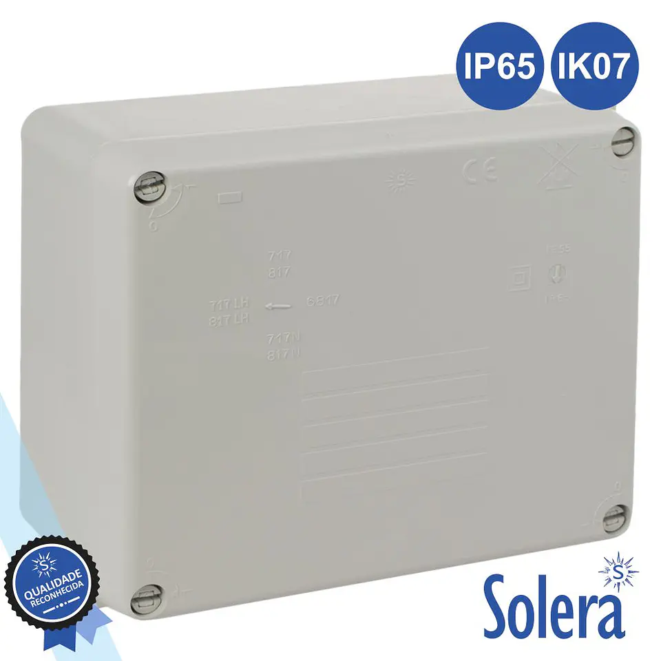 CAIXA DE PASSAGEM ESTANQUE 160X135X70MM IP65 IK07 SOLERA 1