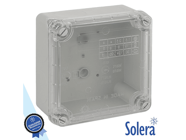 CAIXA DE PASSAGEM ESTANQUE 100X100X55MM IP65 IK07 SOLERA 1