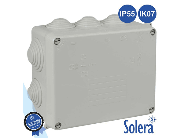 CAIXA DE PASSAGEM ESTANQUE COM 10CONES 160X135X70MM SOLERA 1