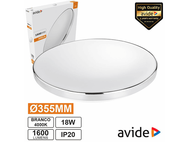 APLIQUE LED REDONDO 18W 355MM 4000K 1600LM AMELIA AVIDE 1