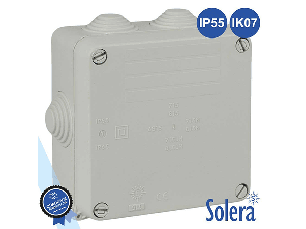 CAIXA DE PASSAGEM ESTANQUE COM 7 CONES 100X100X55MM SOLERA 1