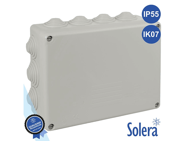 CAIXA DE PASSAGEM ESTANQUE COM 14 CONES 220X170X80MM SOLERA 1