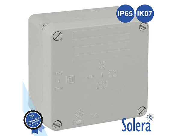CAIXA DE PASSAGEM ESTANQUE 100X100X55MM IP65 IK07 SOLERA 1