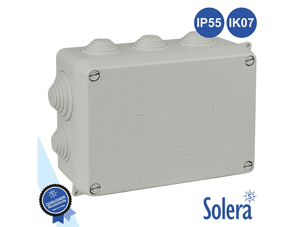 CAIXA DE PASSAGEM ESTANQUE COM 10 CONES 153X110X65MM SOLERA 1