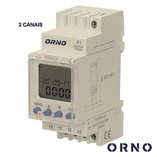 TEMPORIZADOR SEMANAL DIGITAL 16A 230V PARA CALHA DIN ORNO